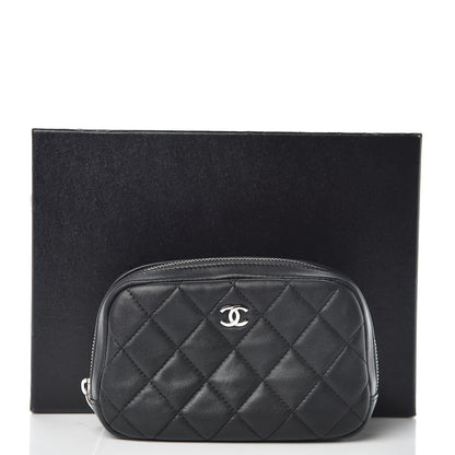 Chanel Lambskin Quilted Small Curvy Pouch Cosmetic Case Black 10 of 10