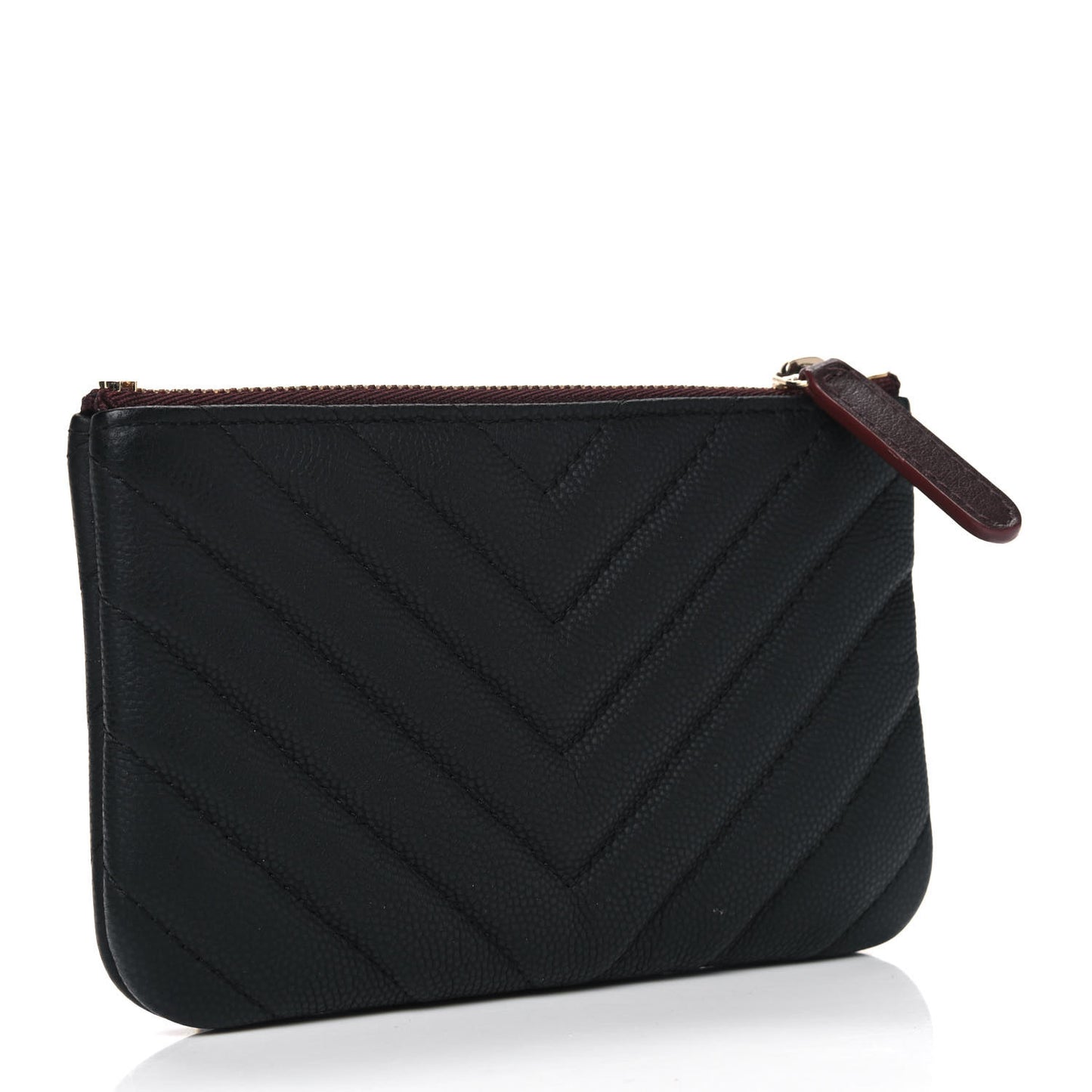 Caviar Chevron Quilted Small Cosmetic Case Black
