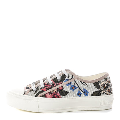Christian Dior Cotton Rosa Mutabilis Embroidered Womens Walk'N'Dior Low Top Sneakers 35 Beige Multicolor 1 of 7