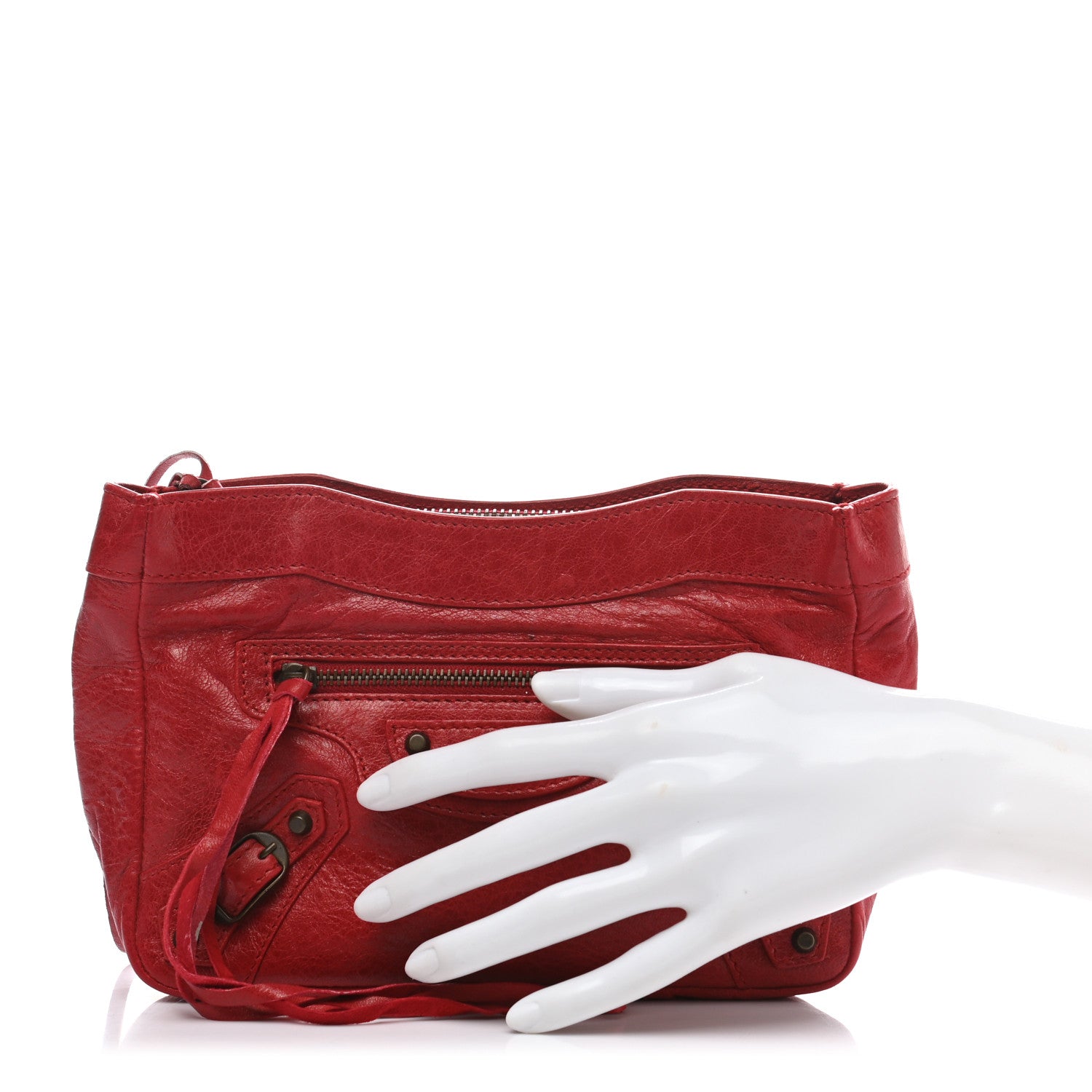 Balenciaga Chevre Classic Hardware Porte Toilette Makeup Clutch True Red 2 of 8