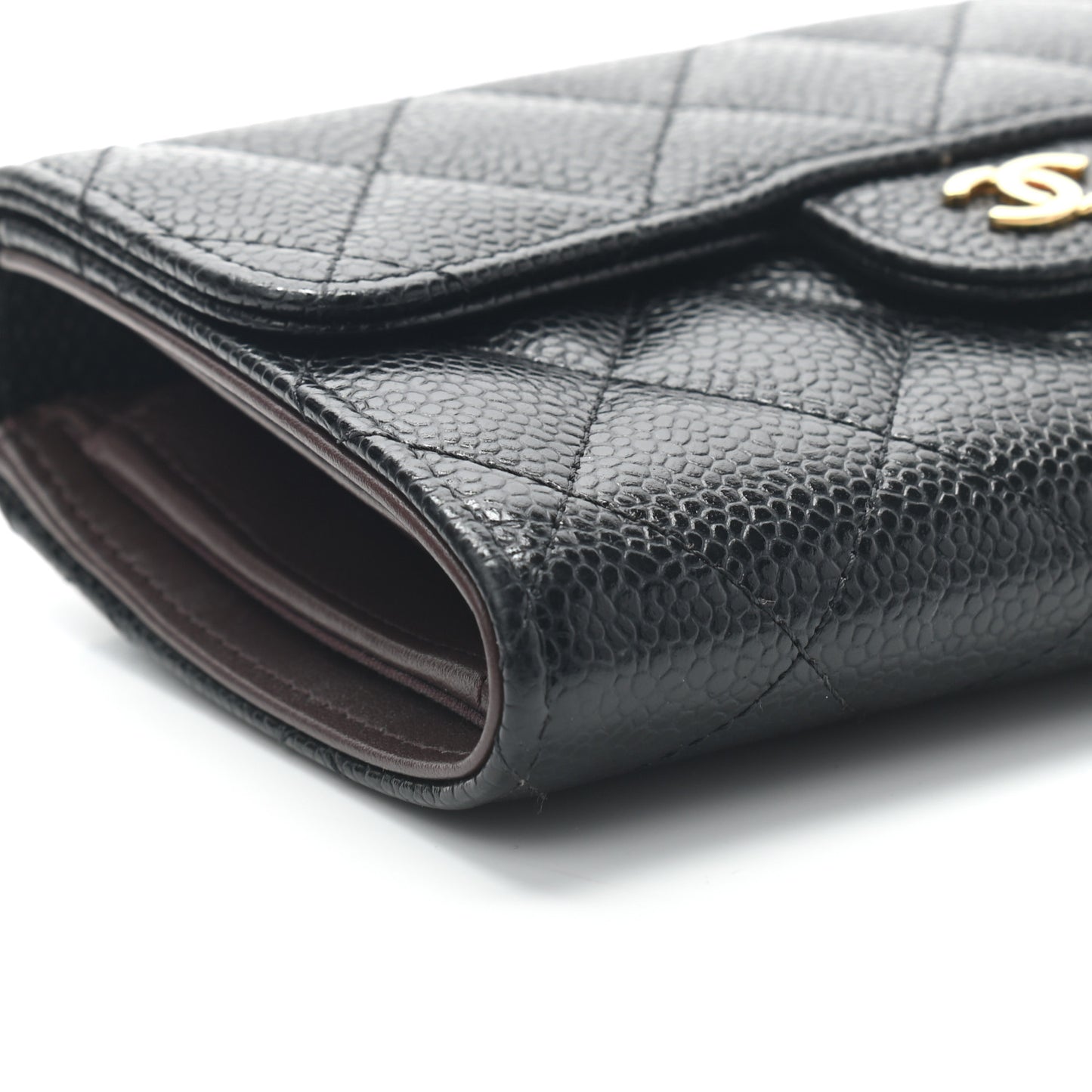 Caviar Quilted Small Flap Wallet Black