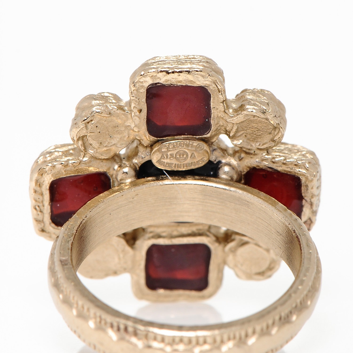 Chanel Gripoix Pearl Maltese Cross CC Ring 6.5 Red Gold 4 of 4