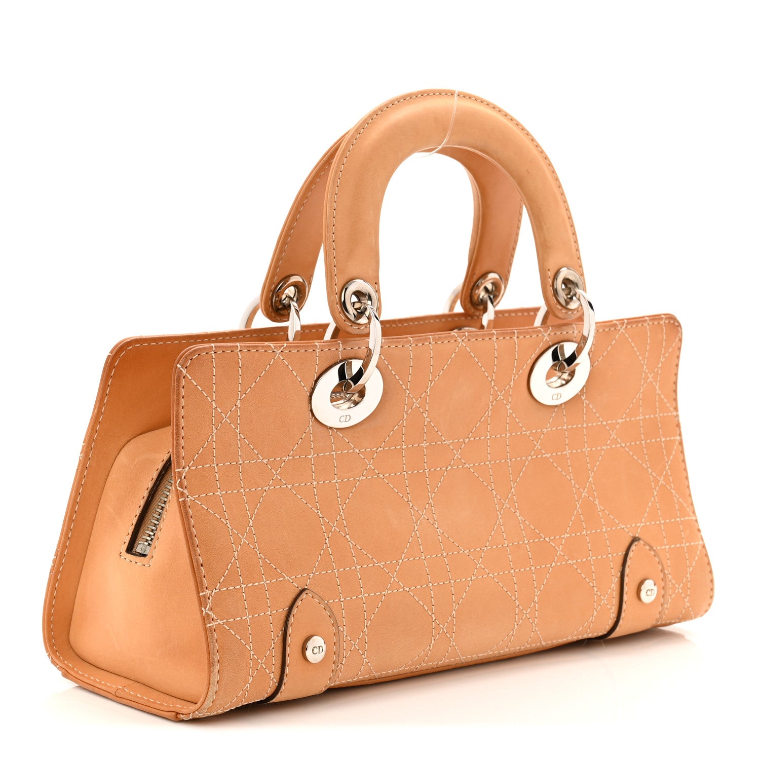 Christian Dior Calfskin Cannage Stitched Small East West Lady Dior Camel 3 of 11