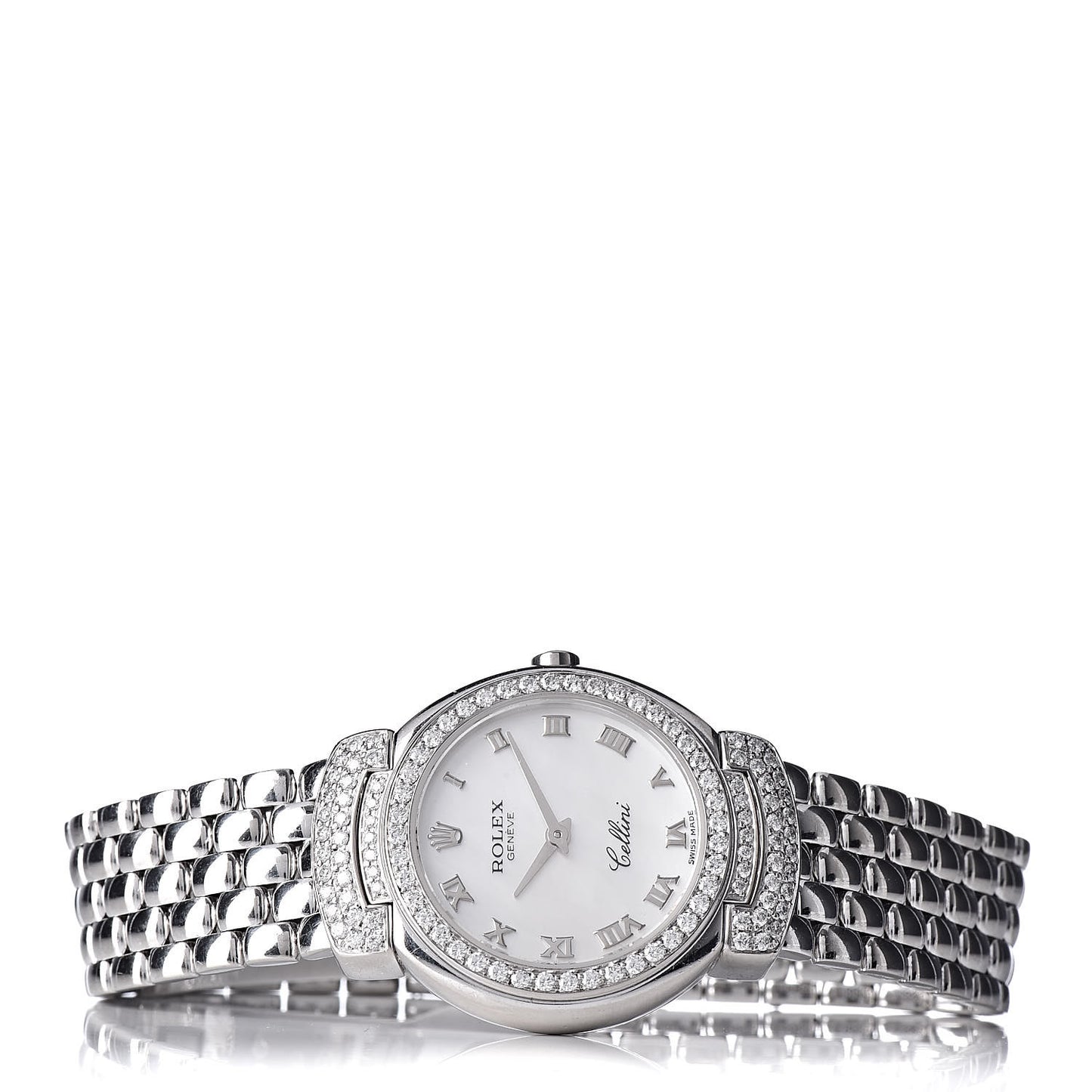 18K White Gold Diamond Mother of Pearl 26mm Cellini Cellissima Quartz Watch 6672