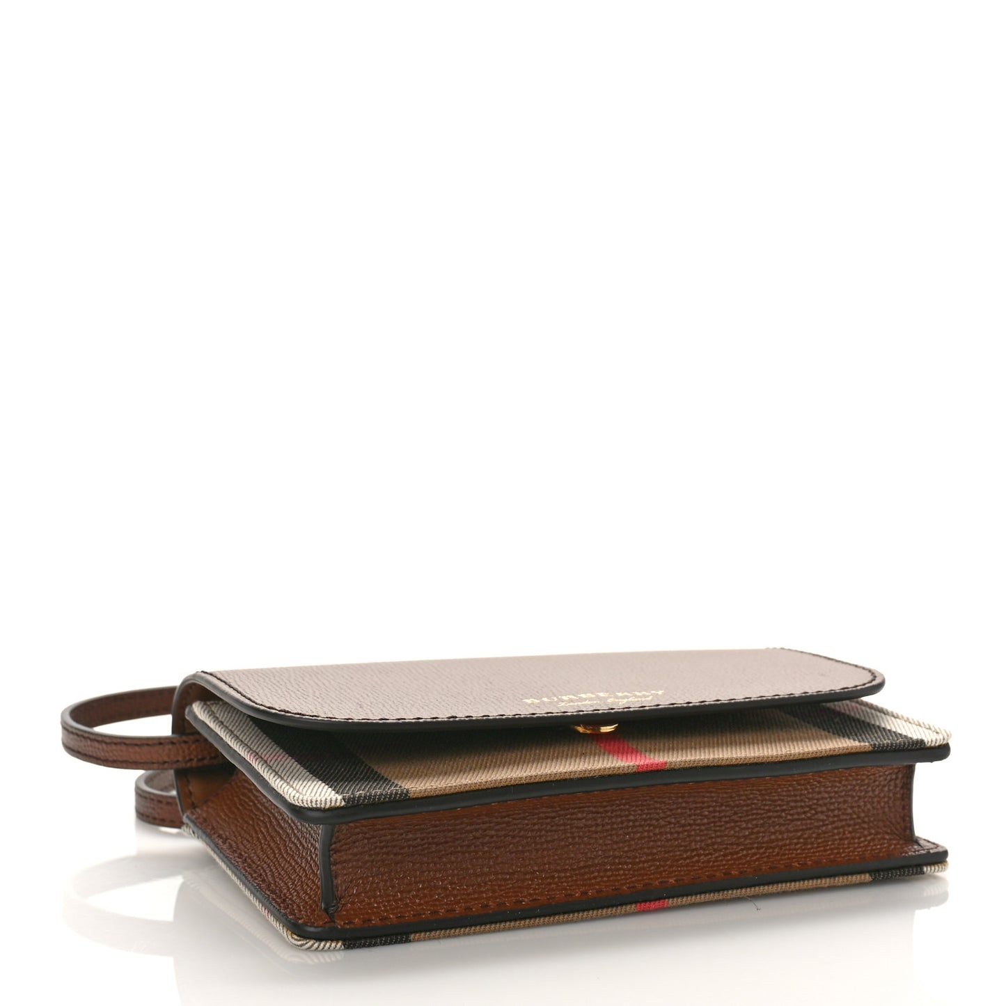 Grained Calfskin House Check Tartan Mix Hampshire Wallet On Chain Tan