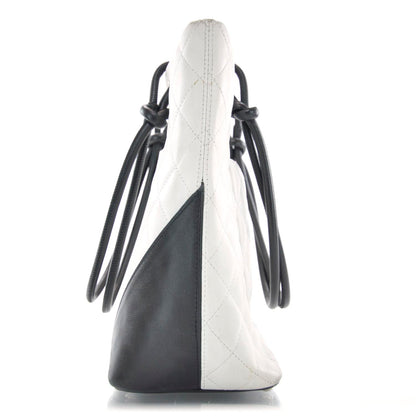 Chanel Calfskin Quilted Cambon Medium Tote White Black 4 of 10