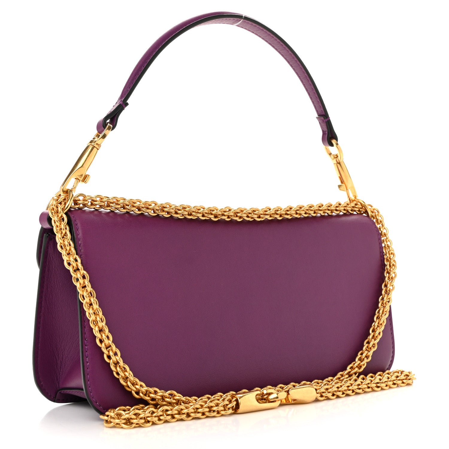 Valentino Garavani Calfskin Vlogo Loco Shoulder Bag Prune 3 of 10