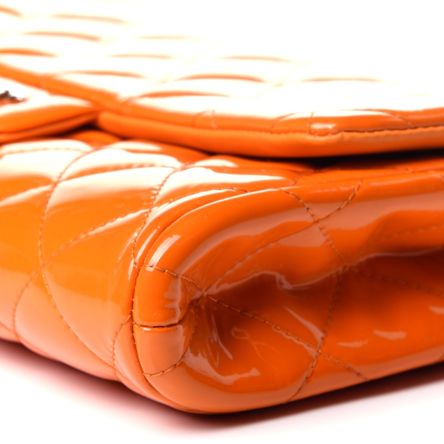 Chanel Patent Quilted Clutch with Chain Flap Orange 9 of 14