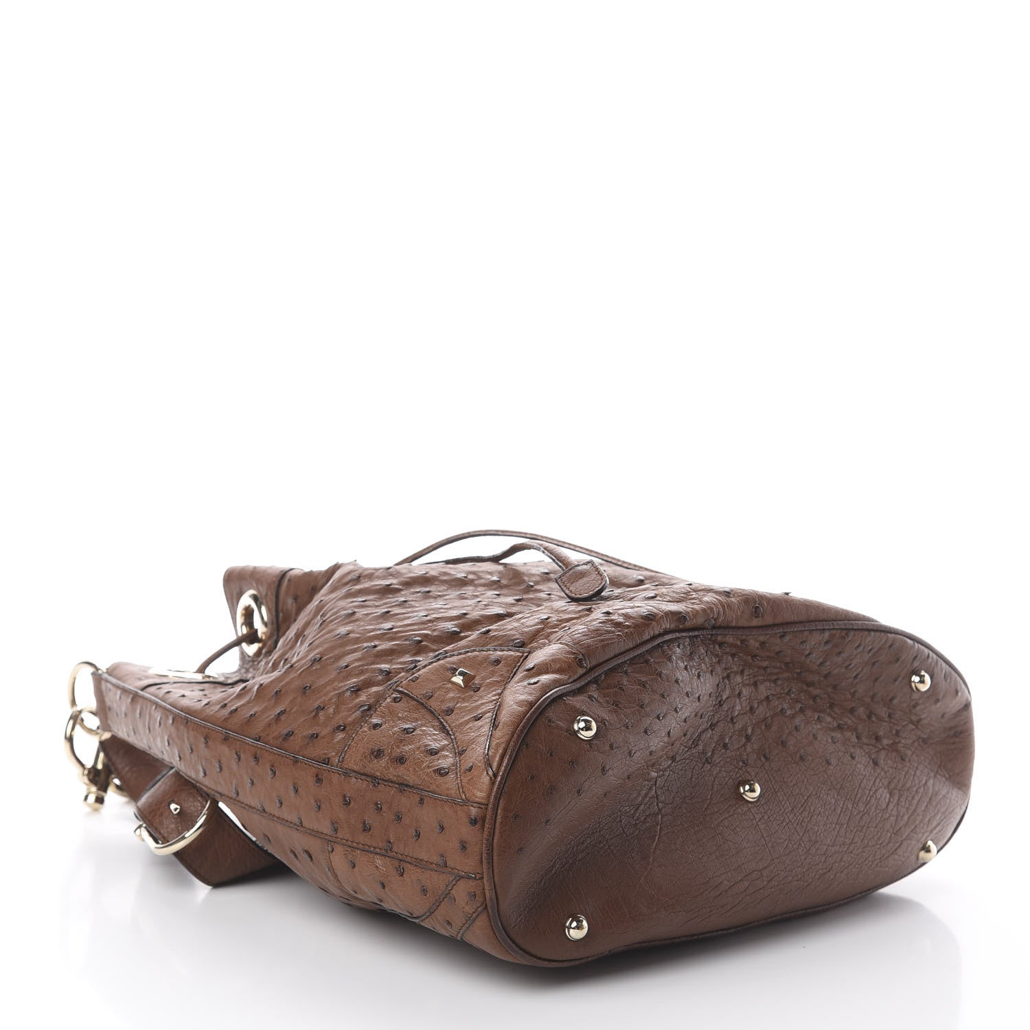 Gucci Ostrich Drawstring Shoulder Bag Brown 3 of 8