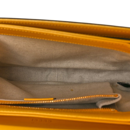 Gucci Azalea Calfskin GG Monogram Bi-Color Debossed Horsebit 1955 Shoulder Bag Dusty Azure Stone Topaz Deep Orange 5 of 9