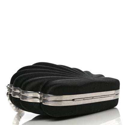 Balenciaga Satin Pearl Shell Clutch Bag Black 3 of 11