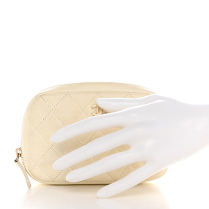 Chanel Caviar Quilted Small Curvy Pouch Cosmetic Case White 2 of 9