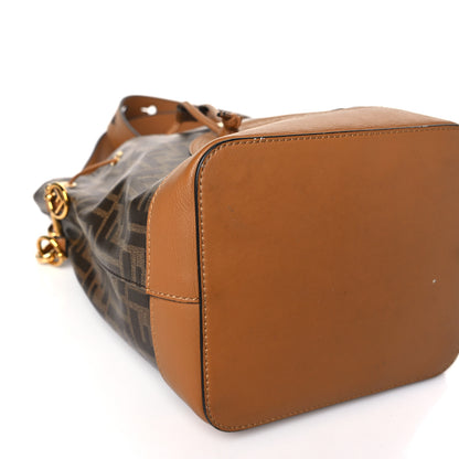 Fendi Glazed Fabric Vitello Grace F is Fendi FF 1974 Stamp Patch Grande Mon Tresor Bucket Bag Mogano Panna Nocciola 8 of 10