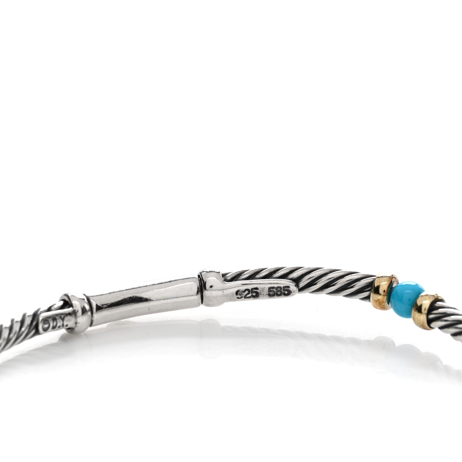 David Yurman Sterling Silver 14K Yellow Gold Turquoise Hampton Bracelet 3 of 3
