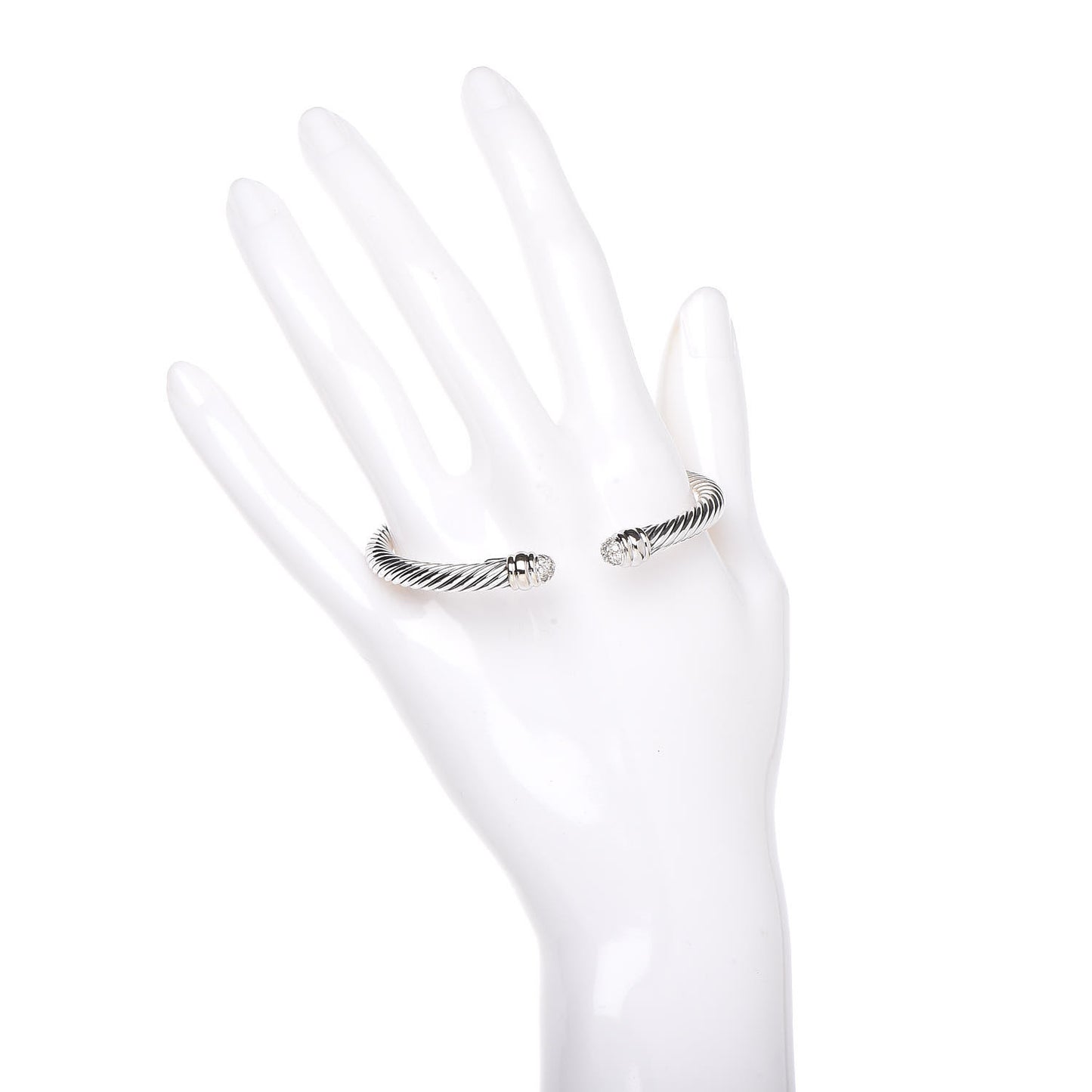 Sterling Silver Pave Diamond 5mm Cable Classics Bracelet
