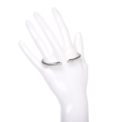David Yurman Sterling Silver Pave Diamond 5mm Cable Classics Bracelet 2 of 5