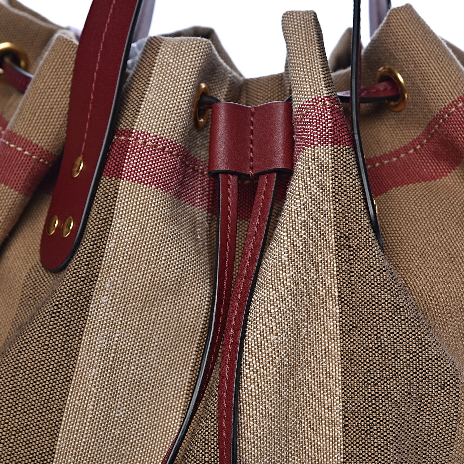 Burberry Grainy Calfskin Mega Check Tassel Heston Tote Burgundy Red 13 of 13