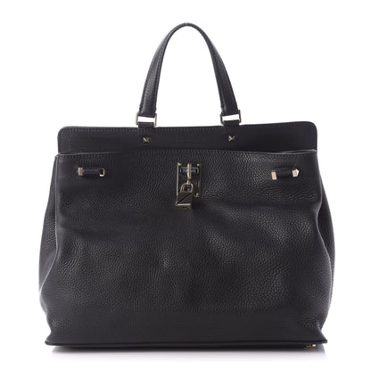 Valentino Garavani Pebbled Calfskin Large JoyLock Satchel Black 1 of 9
