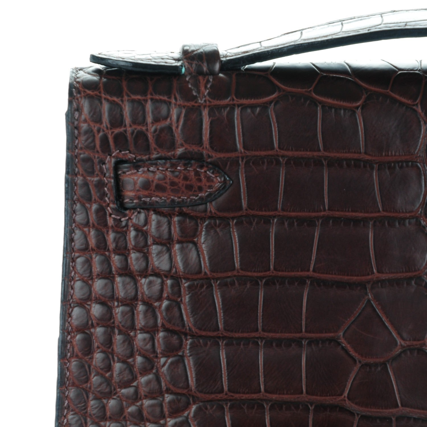 Hermes Matte Niloticus Crocodile Kelly Pochette Havane 12 of 17