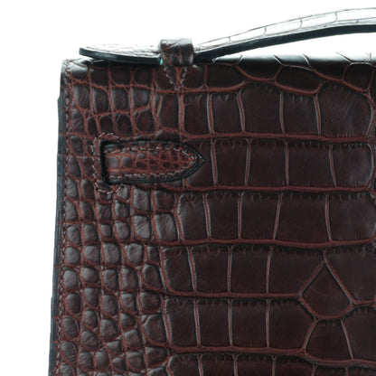 Hermes Matte Niloticus Crocodile Kelly Pochette Havane 12 of 17