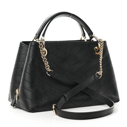 Chanel Calfskin Stitched Large Chevron Chic Shopping Bag Black 3 of 12