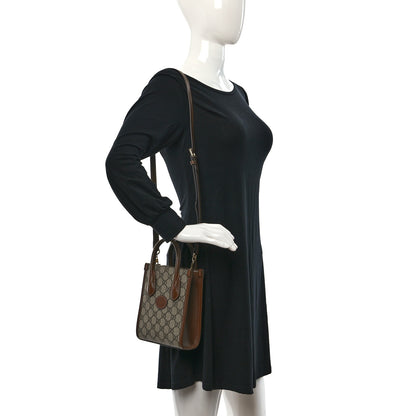 Gucci GG Supreme Monogram Azalea Calfskin Mini Retro Interlocking G Tote Bag Beige Ebony Brown Sugar 2 of 8