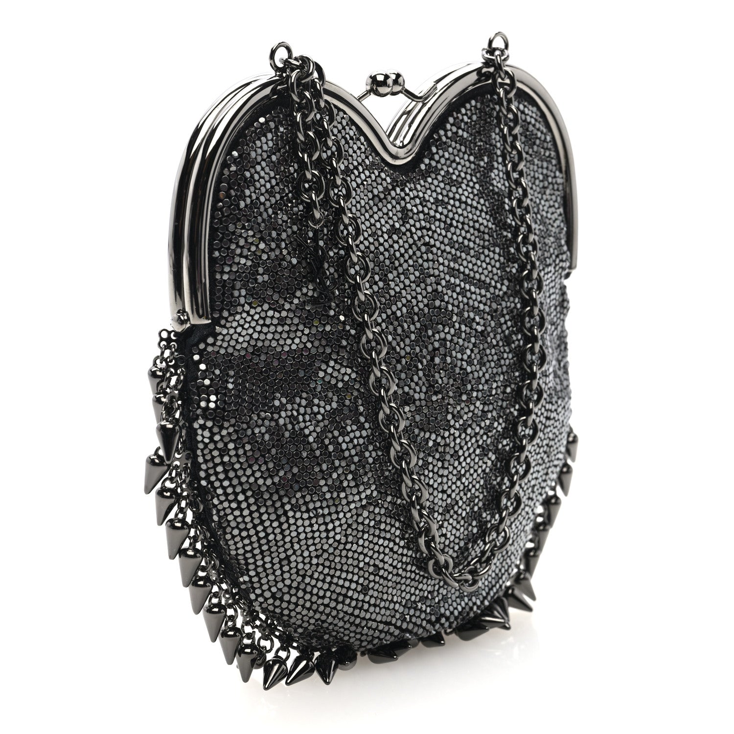 Saint Laurent Satin Mesh Studded Mini Heart Bag Dark Rutenio 3 of 10