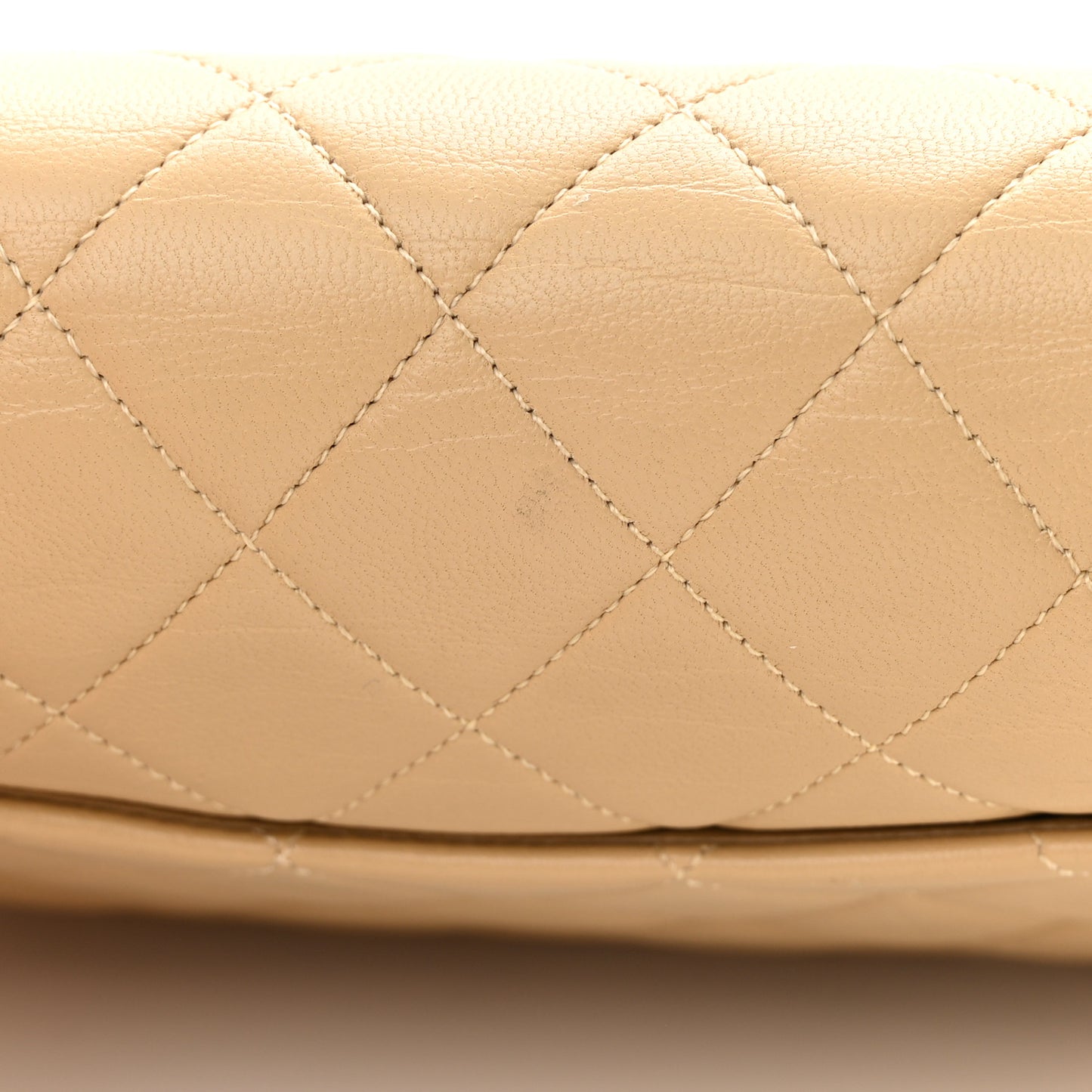 Lambskin Quilted Mini Square Flap Beige