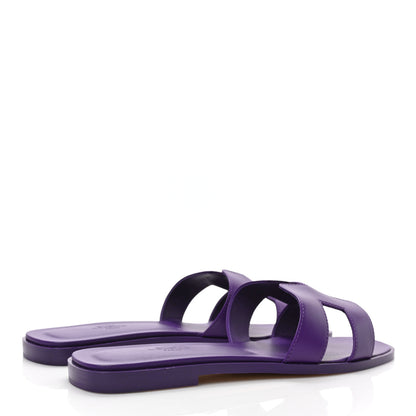 Hermes Calfskin Oran Sandals 39 Violet Majorette 4 of 8