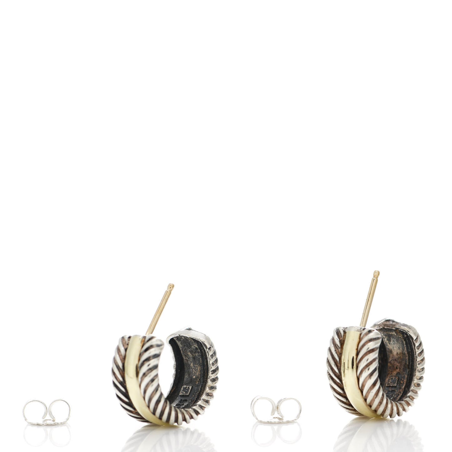Sterling Silver 14K Yellow Gold 16mm Cable Classics Hoop Earrings