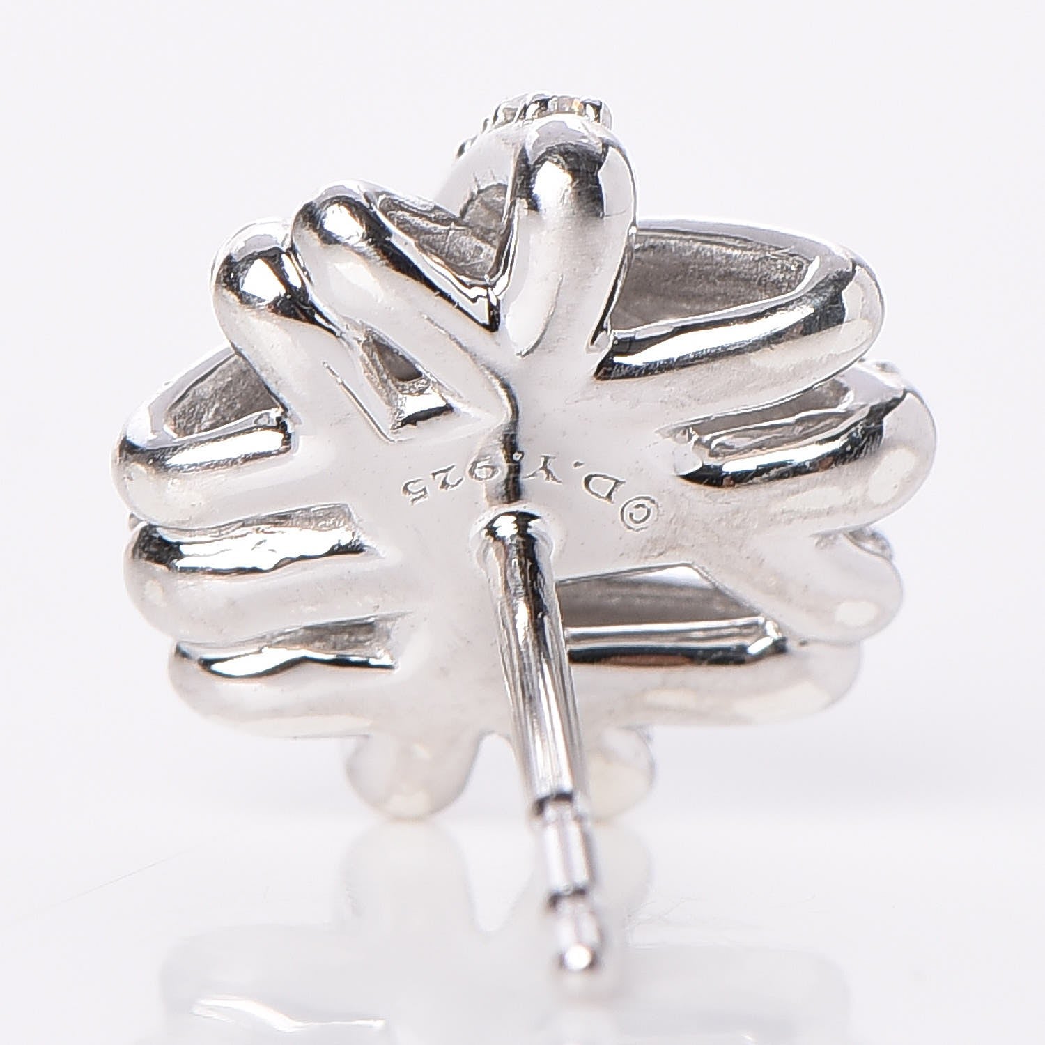 David Yurman Sterling Silver Diamond 11mm Crossover Earrings 3 of 4
