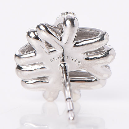 David Yurman Sterling Silver Diamond 11mm Crossover Earrings 3 of 4