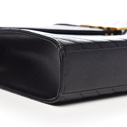 Saint Laurent Grain De Poudre Matelasse Chevron Large Monogram Satchel Black 8 of 10