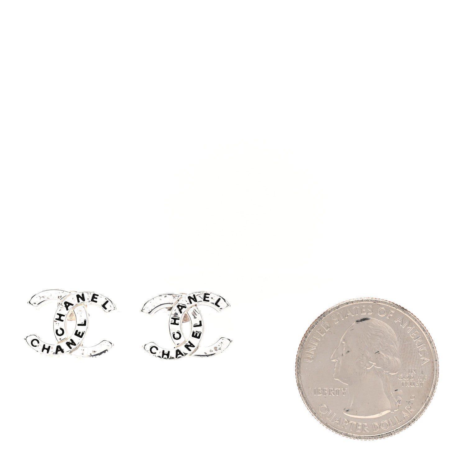 Chanel CC Logo Earrings Silver 2 of 4