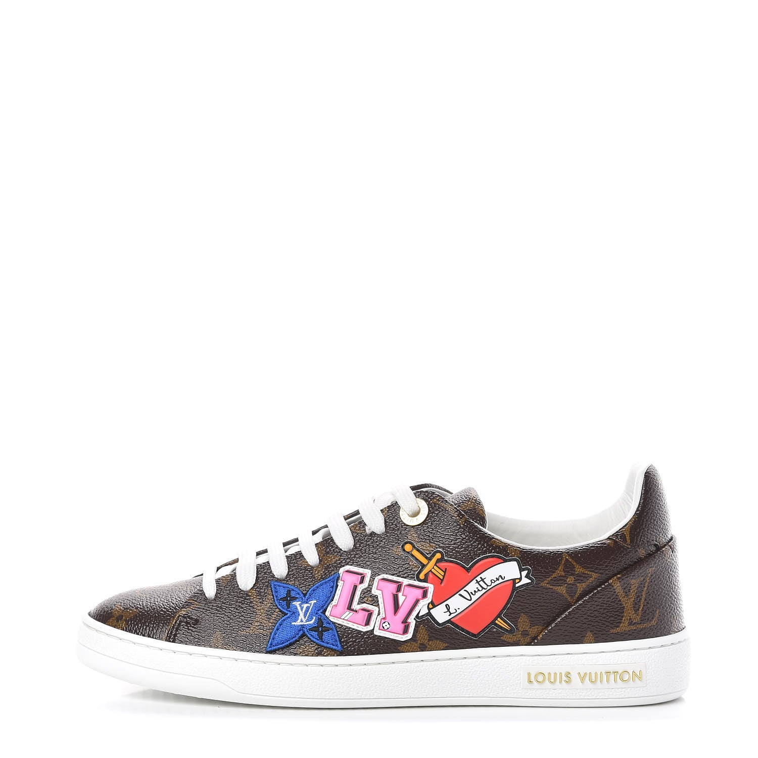 Louis Vuitton Calfskin Monogram LV Black Heart Sneakers 37 Cacao 1 of 10
