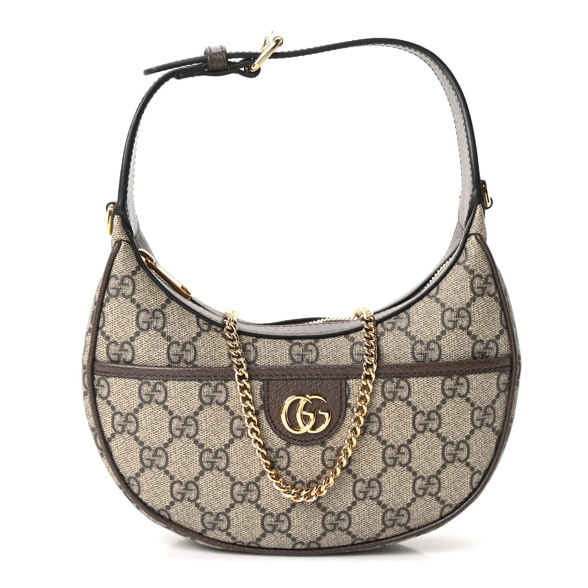 Gucci GG Supreme Monogram Textured Dollar Calfskin Small Ophidia Shoulder Bag Beige Ebony New Acero 1 of 10