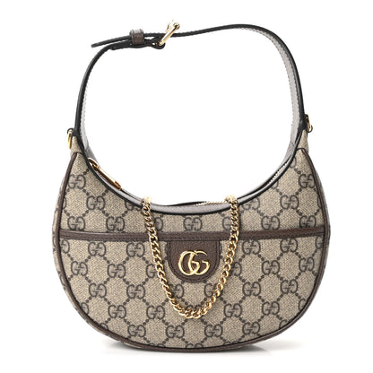 Gucci GG Supreme Monogram Textured Dollar Calfskin Small Ophidia Shoulder Bag Beige Ebony New Acero 1 of 10