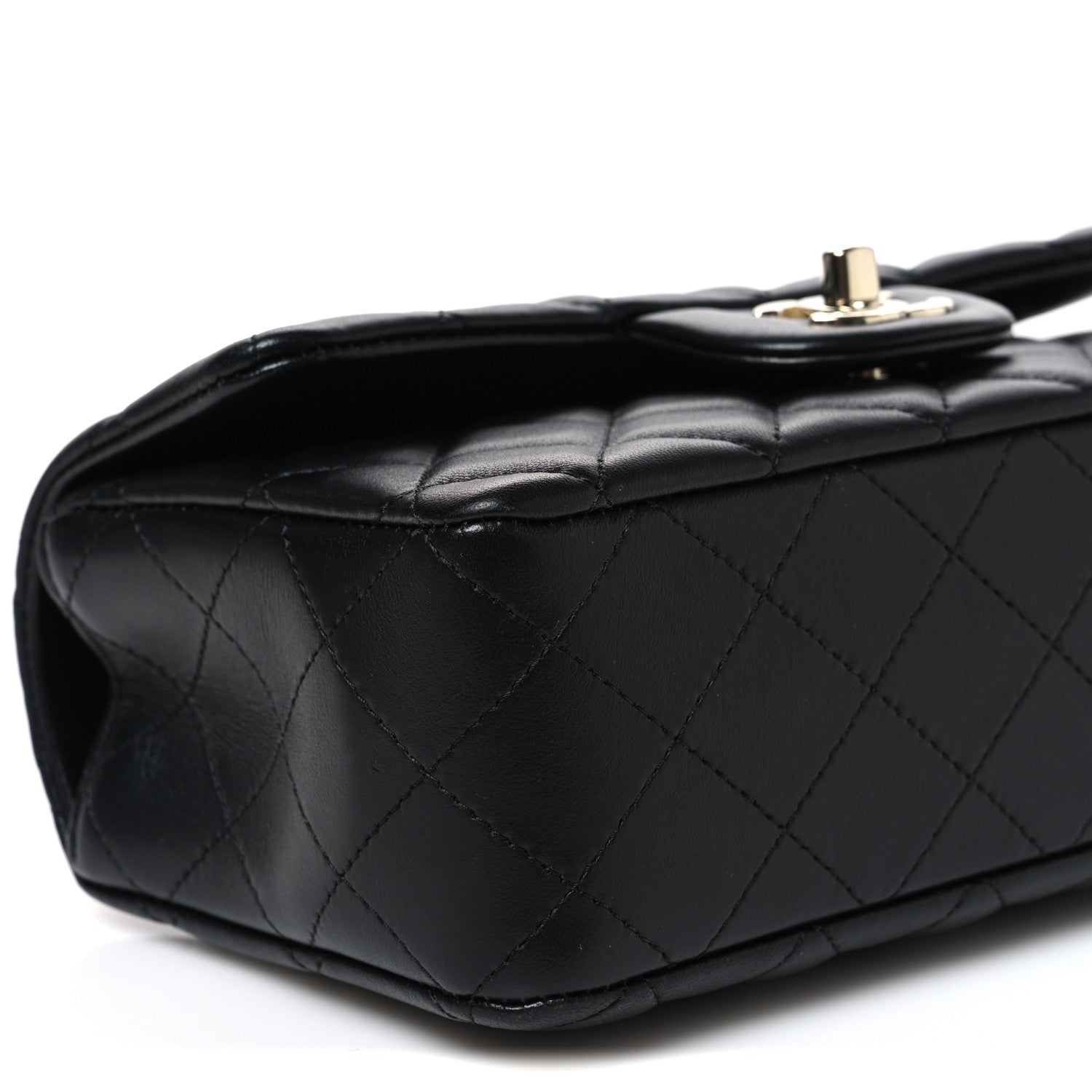 Chanel Lambskin Quilted Mini Top Handle Rectangular Flap Black 9 of 11