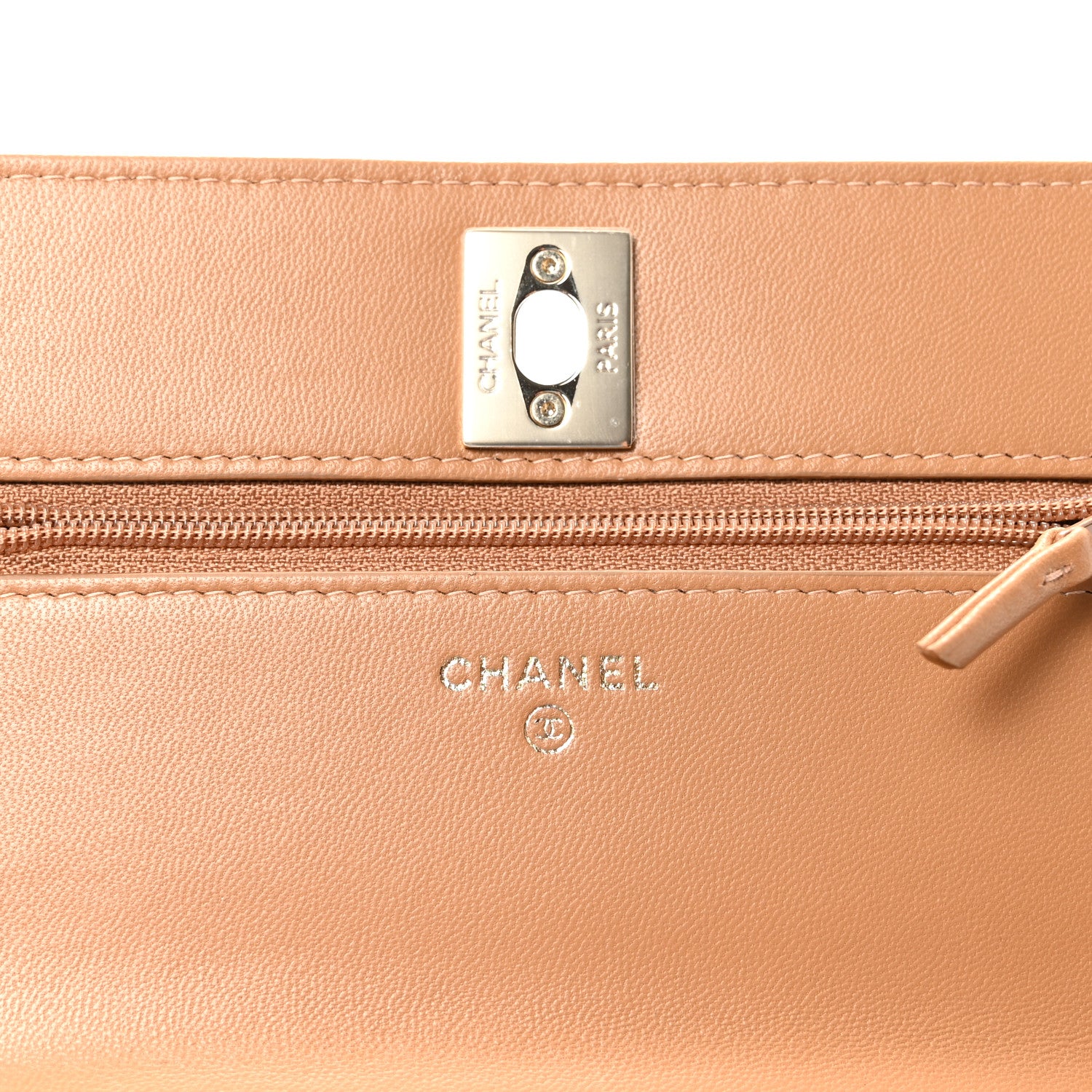 Chanel Lambskin Quilted Trendy CC Wallet On Chain WOC Camel 6 of 12
