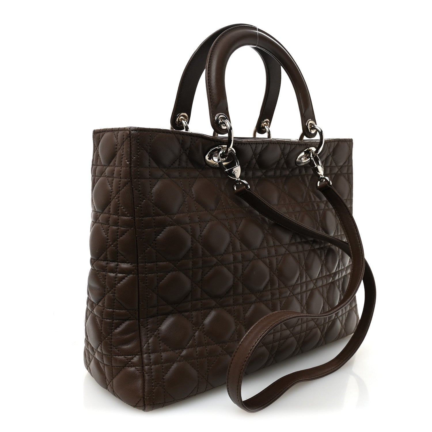 Christian Dior Lambskin Cannage Large Lady Dior Brown 3 of 11