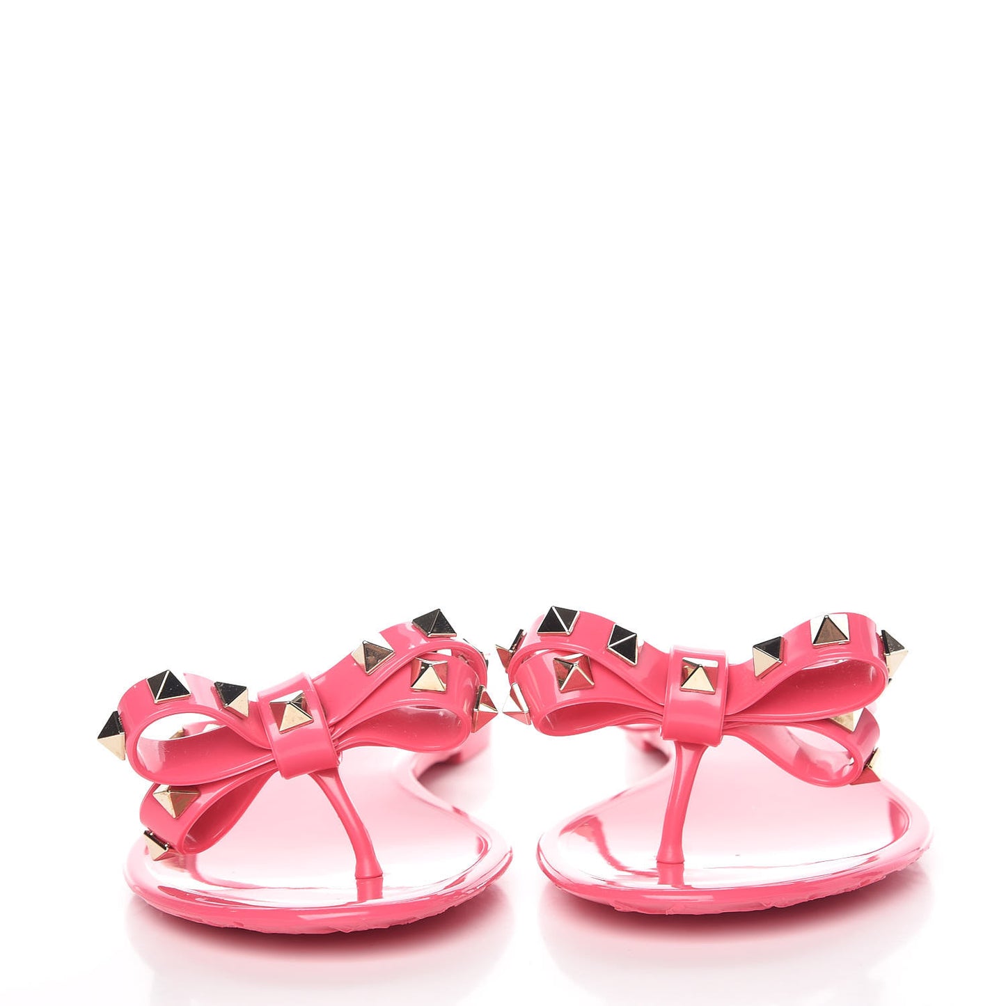 PVC Jelly Rockstud Bow Thong Sandals 35 Sweet Pink