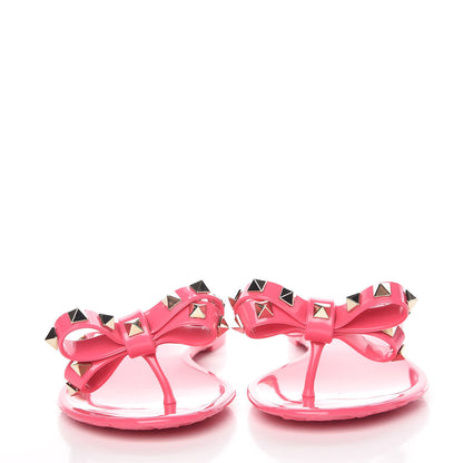Valentino Garavani PVC Jelly Rockstud Bow Thong Sandals 35 Sweet Pink 2 of 8