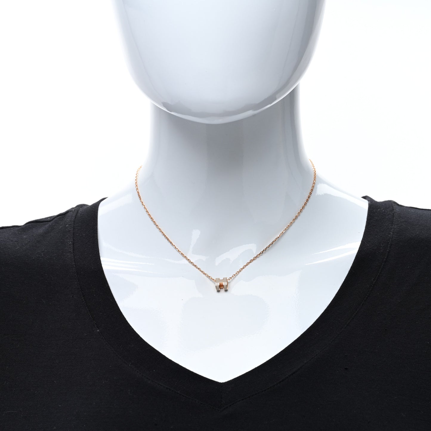 Lacquered Gold Mini Pop H Pendant Necklace White