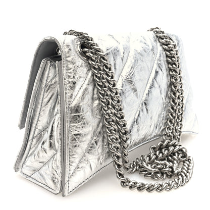 Balenciaga Crushed Calfskin Quilted Small Crush Chain Bag Silver 3 of 9