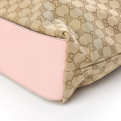 Gucci Monogram Large Web Handle Tote Pink Blue 9 of 10
