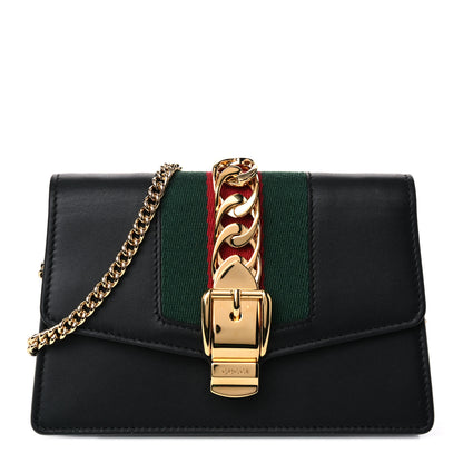Gucci Calfskin Super Mini Sylvie Chain Shoulder Bag Black 1 of 9