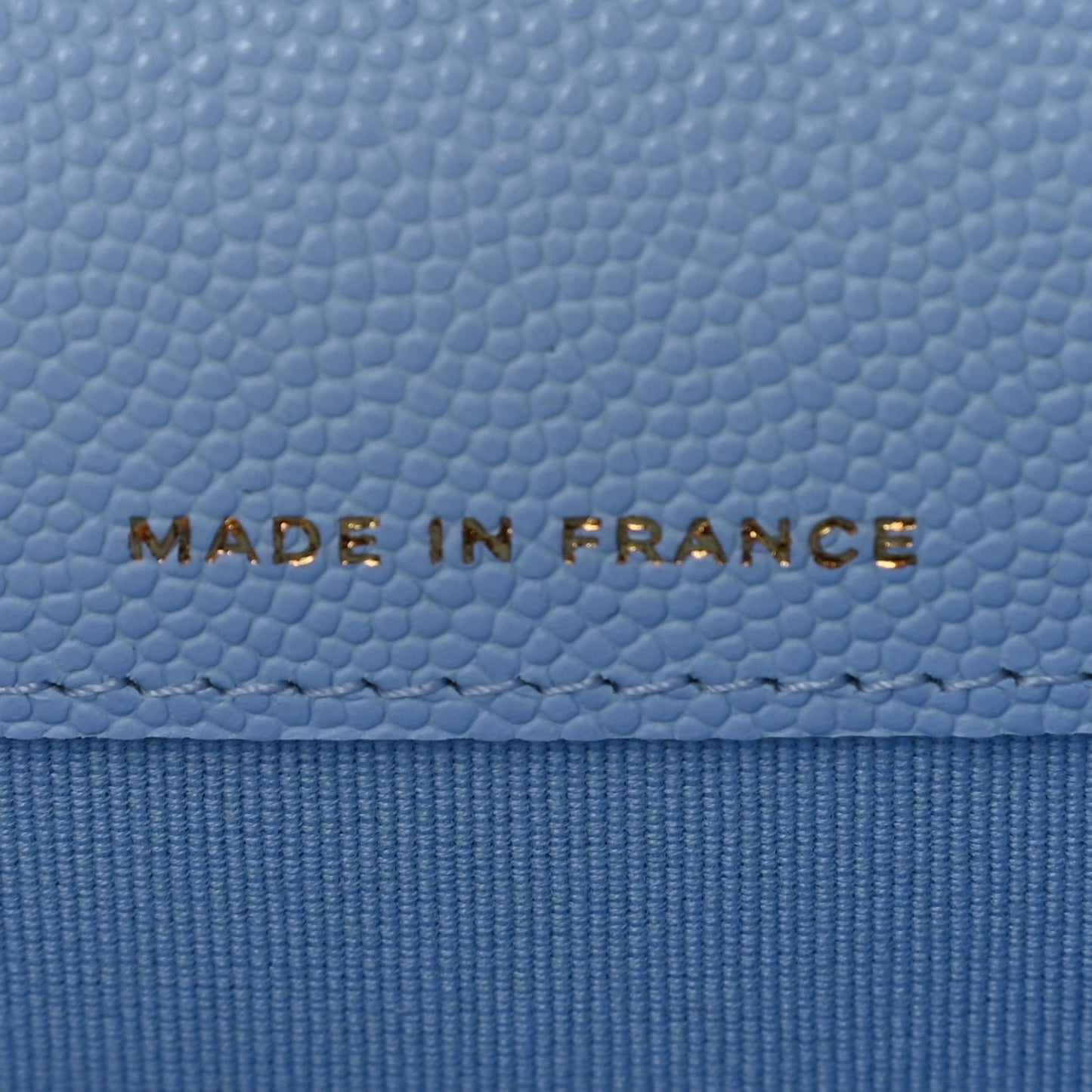 Caviar Quilted Flap Card Holder Wallet Light Blue