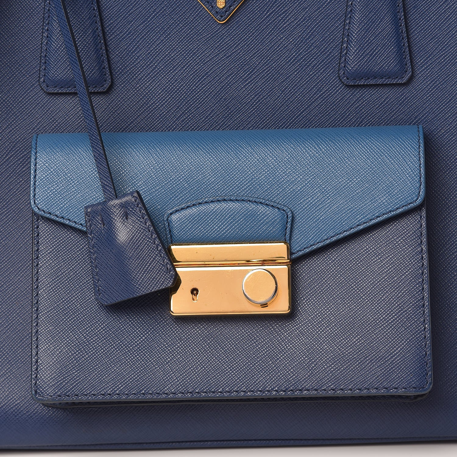 Prada Saffiano Lux Galleria Front Pocket Tote Bluette Cobalto 8 of 13