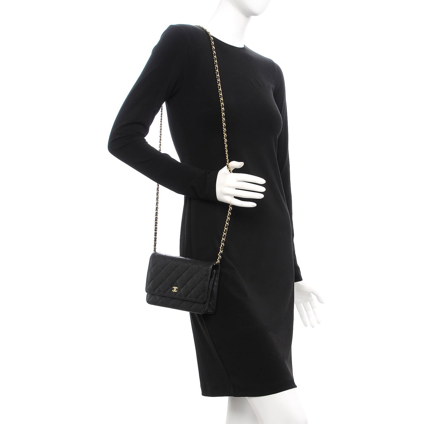 Caviar Quilted Wallet On Chain WOC Black