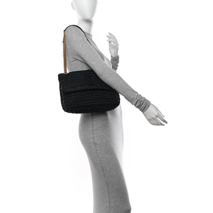Saint Laurent Raffia Calfskin Monogram Medium Niki Chain Satchel Black 2 of 11